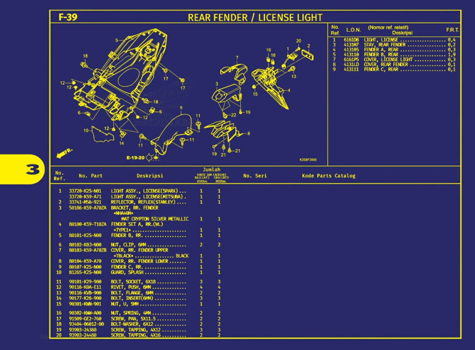 rear fender atau license light 1