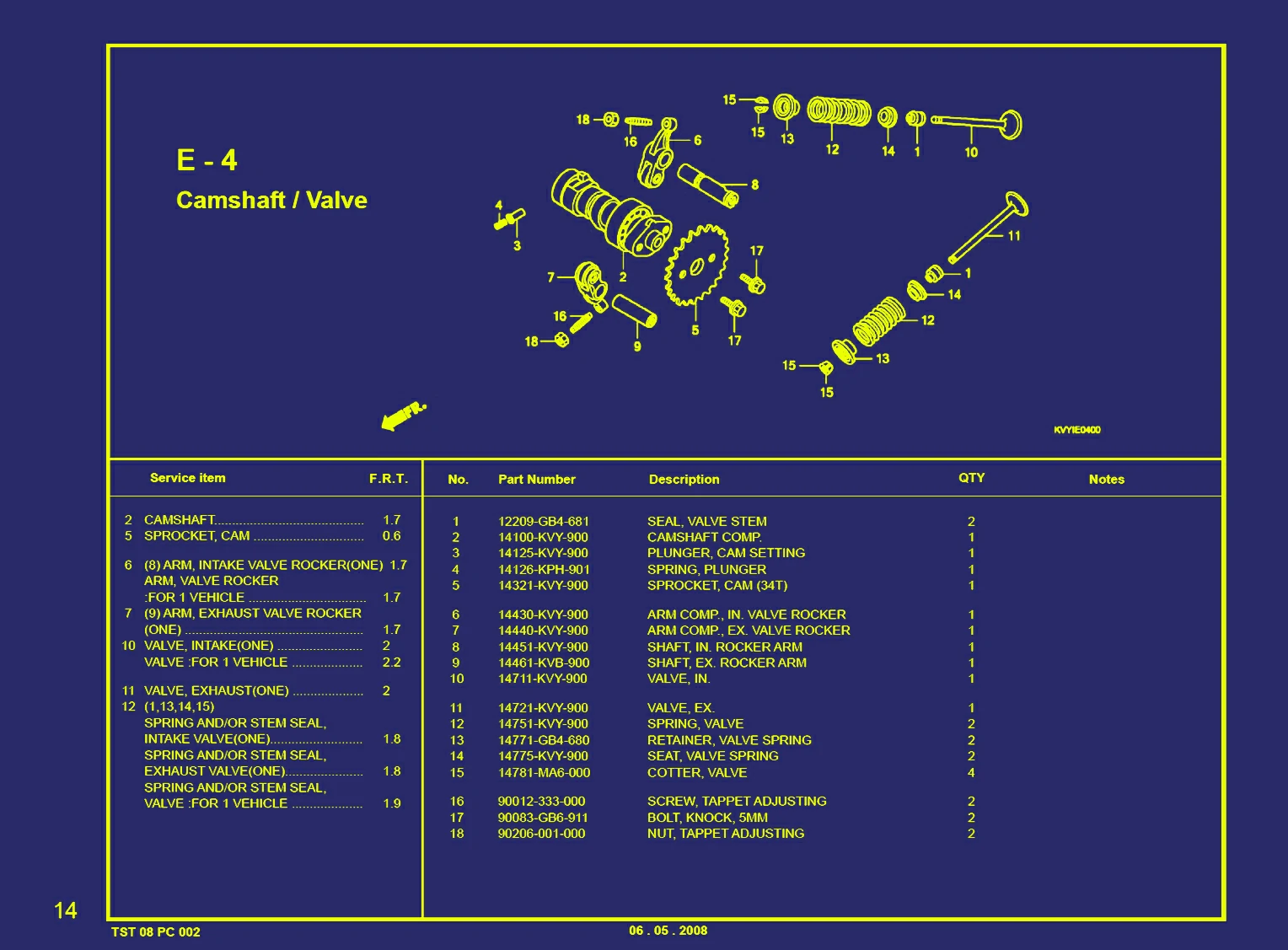 BEAT KVY-CAMSHAFT VALVE