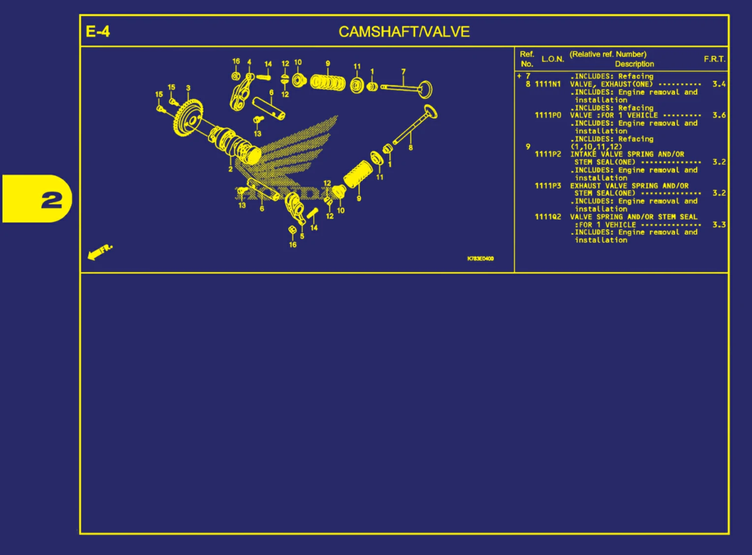 camshaft atau valve 2