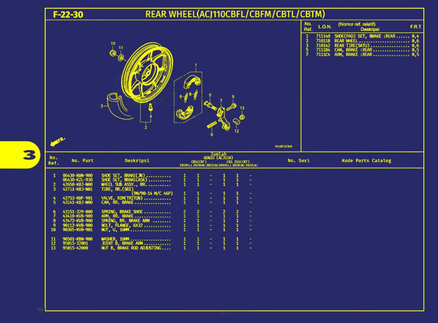 Rear Wheel (Acj110 cbfl Atau Cbfm Atau Cbtl Atau Cbtm)