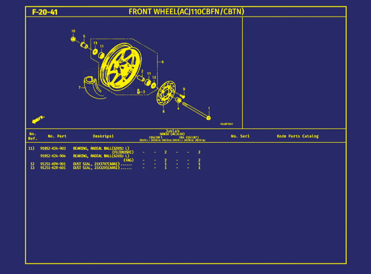 Front Wheel (ACJ110CBFN atau CBTN) 2