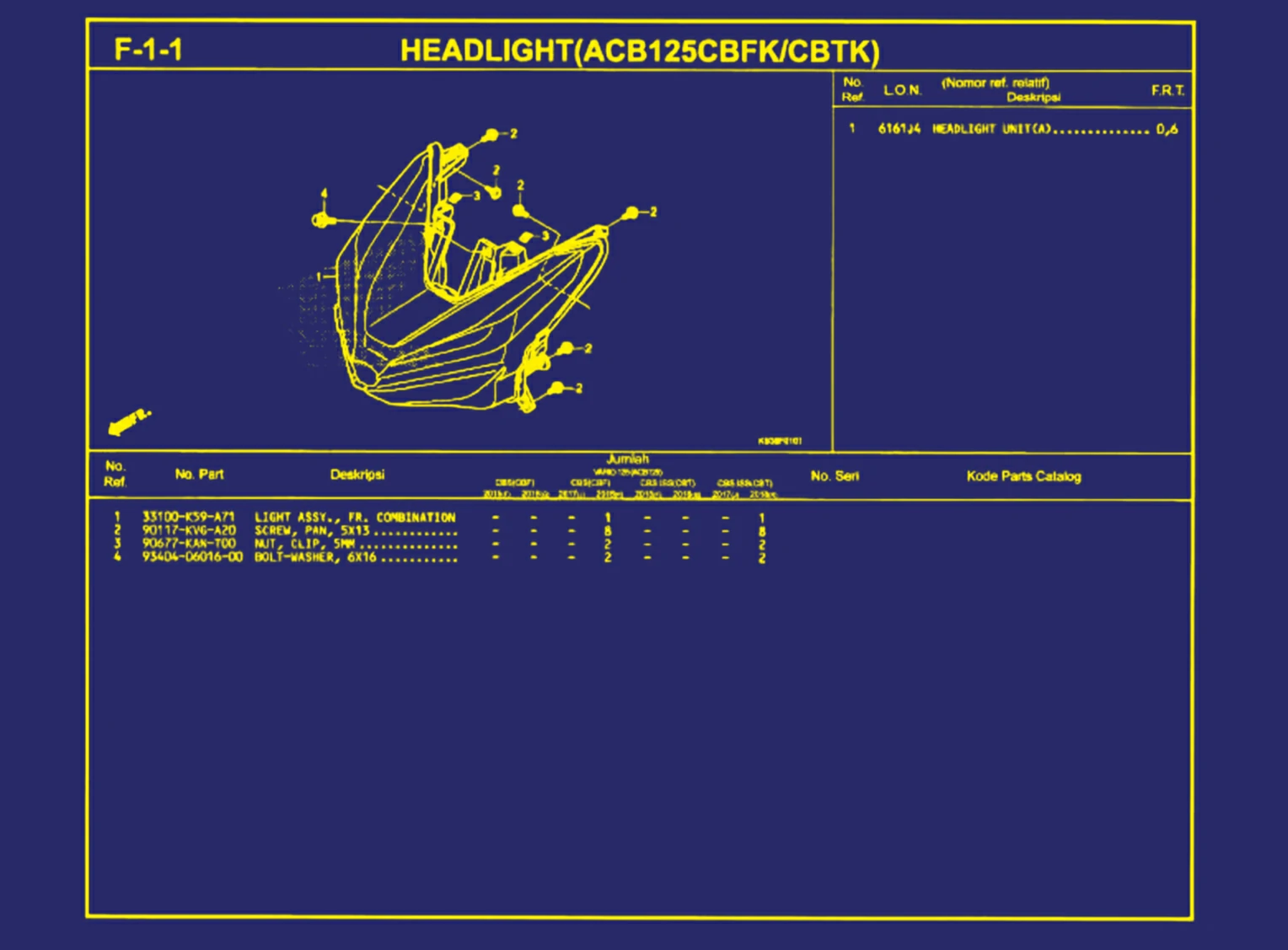Headlight (ACB125CBFK atau CBTK)