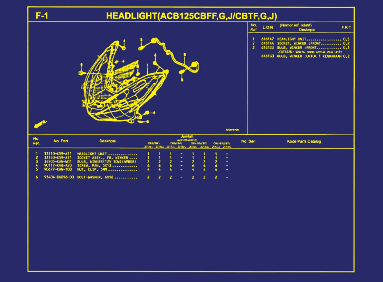 Headlight (ACB125CBFF, G, J atau CBTF, G, J)