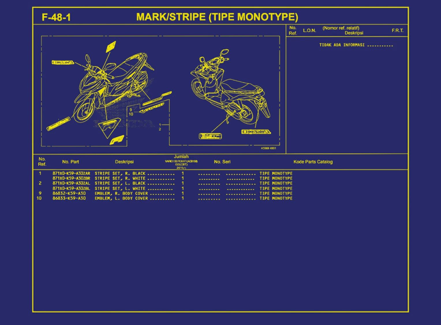 Mark atau Stripe (Tipe Monotype)