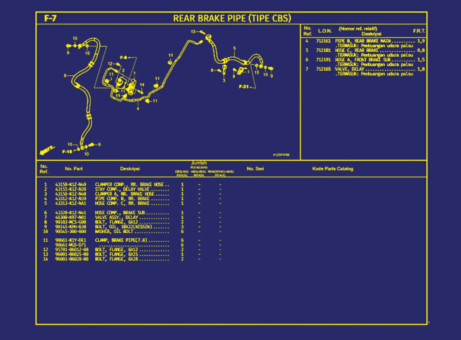 Rear Brake Pipe (Tipe CBS)