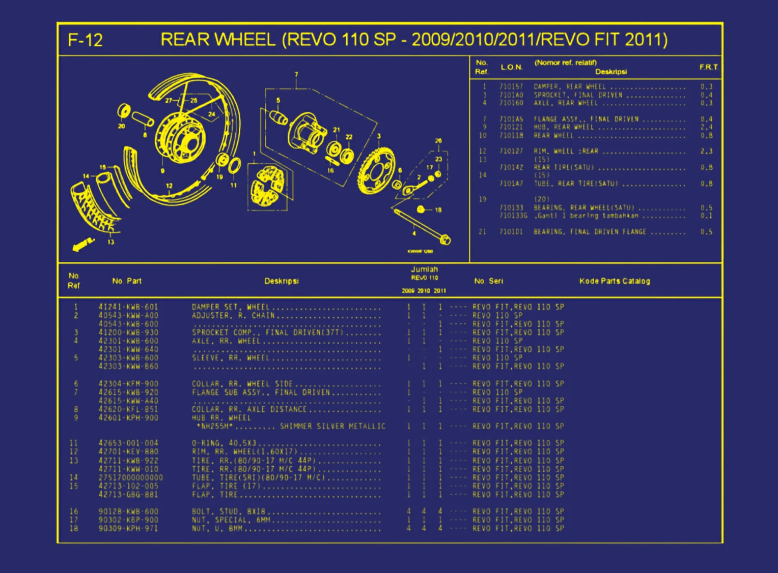 Rear Wheel (Revo 11- SP - 2009 atau 2010 atau 2011 atau Revo Fit 2011) 1
