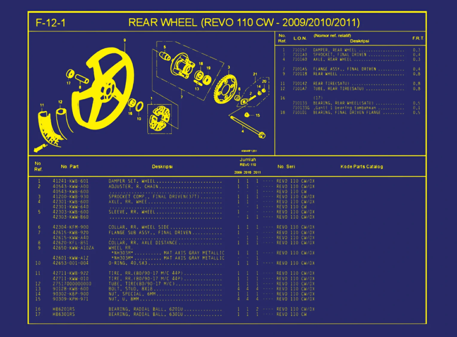 Rear Wheel (revo 110 CW - 2009 atau 2010 atau 2011) 1