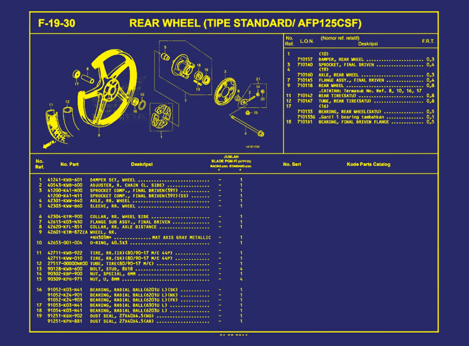 Rear Wheel (Tipe Standard atau AFP125CSF) 1
