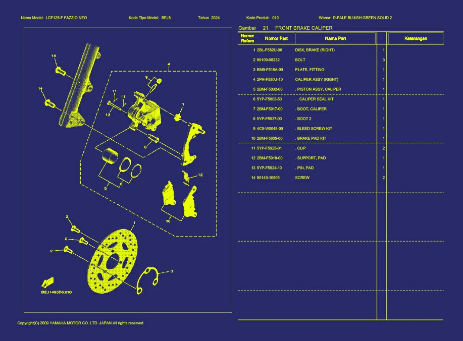 14. FAZZIO NEO FRONT BRAKE CALIPER