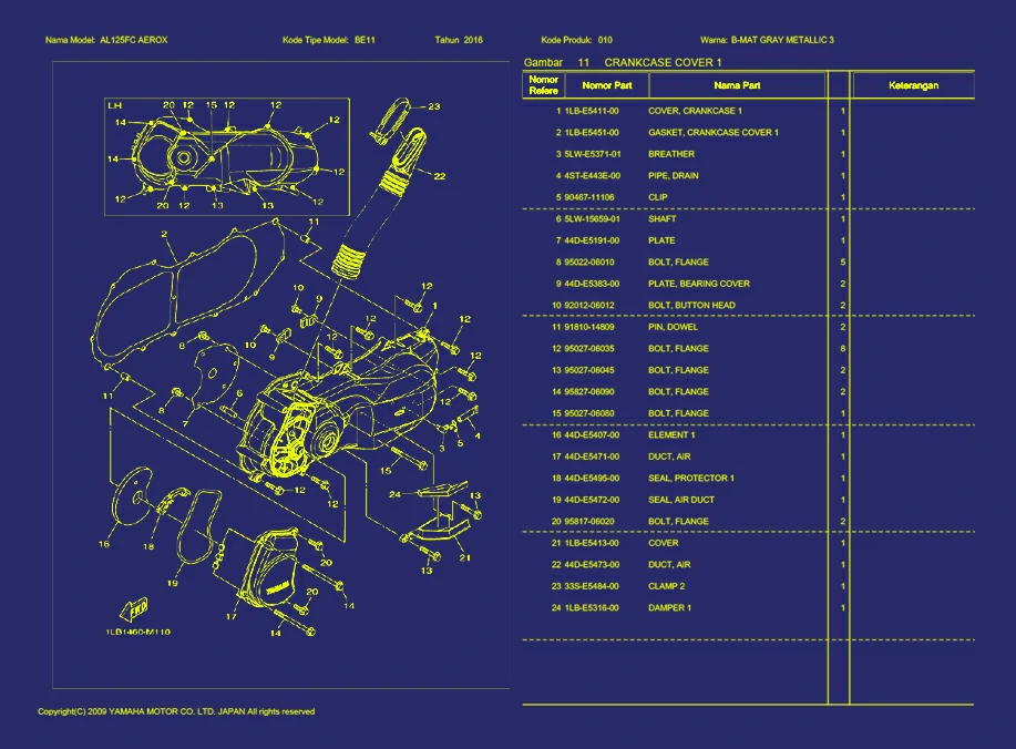 03. AEROX CRANKCASE COVER 1