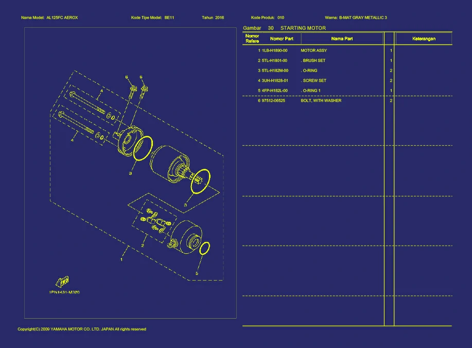 31. AL125FC AEROX STARTING MOTOR