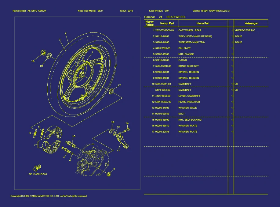 26. AL125FC AEROX REAR WHEEL