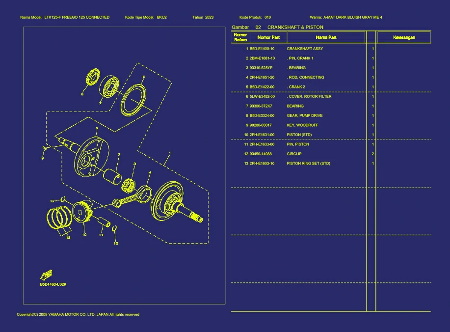 06. FREEGO 125 CONNECTED CRANKSHAFT & PISTON