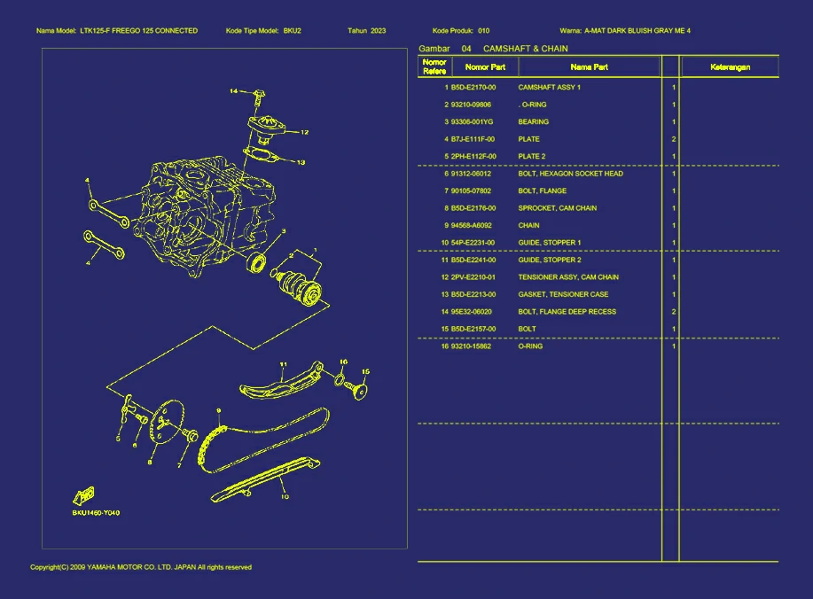 02. FREEGO 125 CONNECTED CAMSHAFT & CHAIN