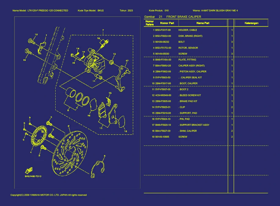 14. FREEGO 125 CONNECTED FRONT BRAKE CALIPER