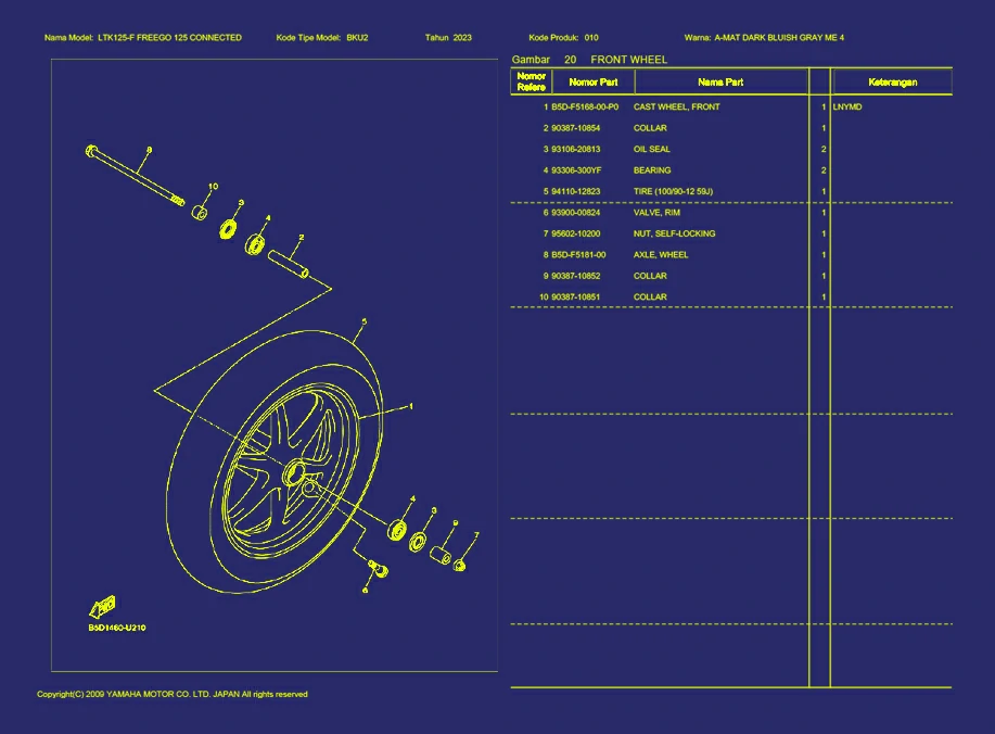 16. FREEGO 125 CONNECTED FRONT WHEEL