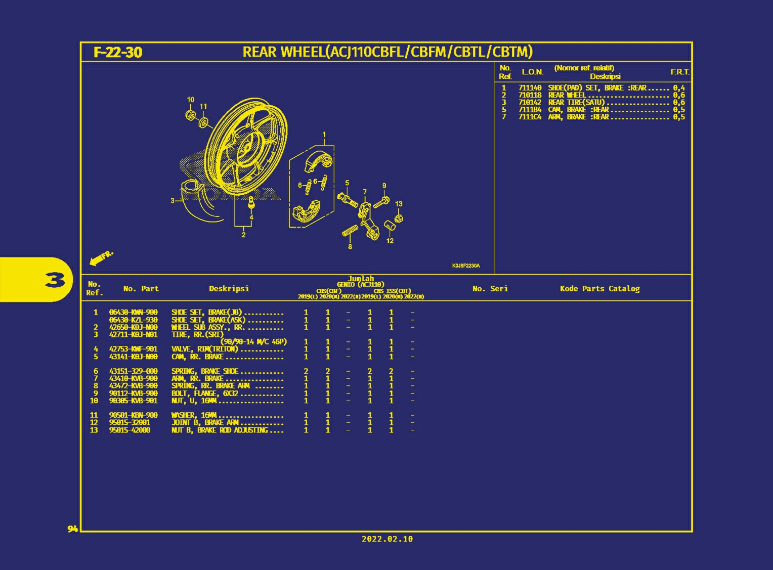 Rear Wheel(AC)110Cbfl, Cbfm, Cbtl, Cbtm