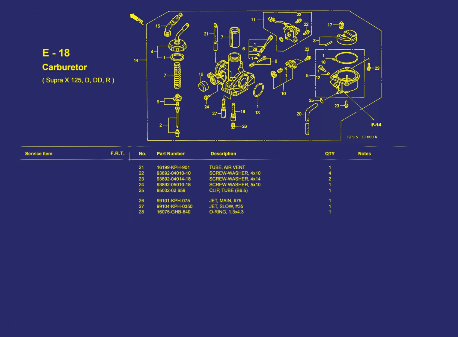 Carburetor (supra X 125, D, DD, R) 2