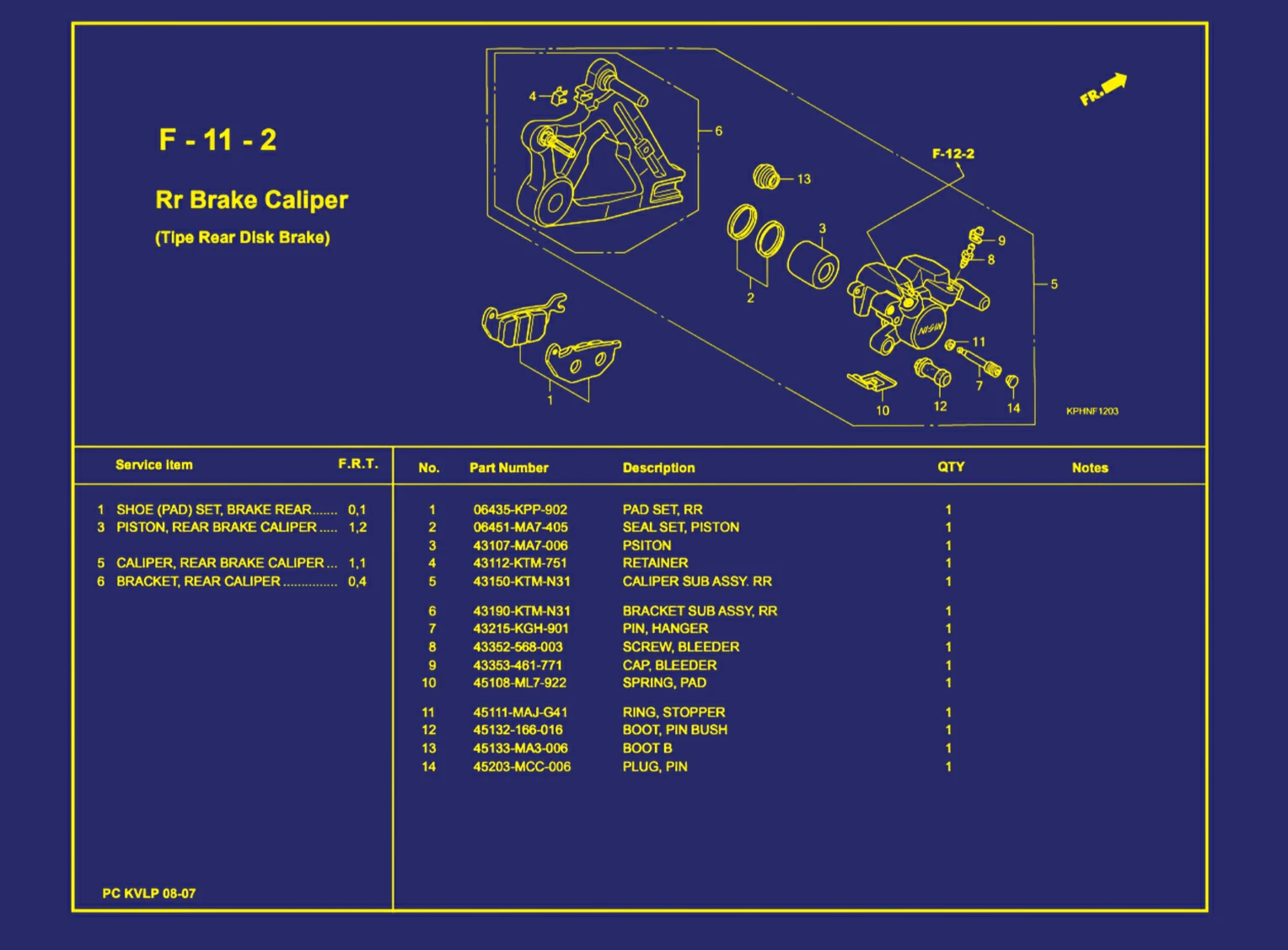Rr Brake Caliper (Tipe Rear Disk Brake)