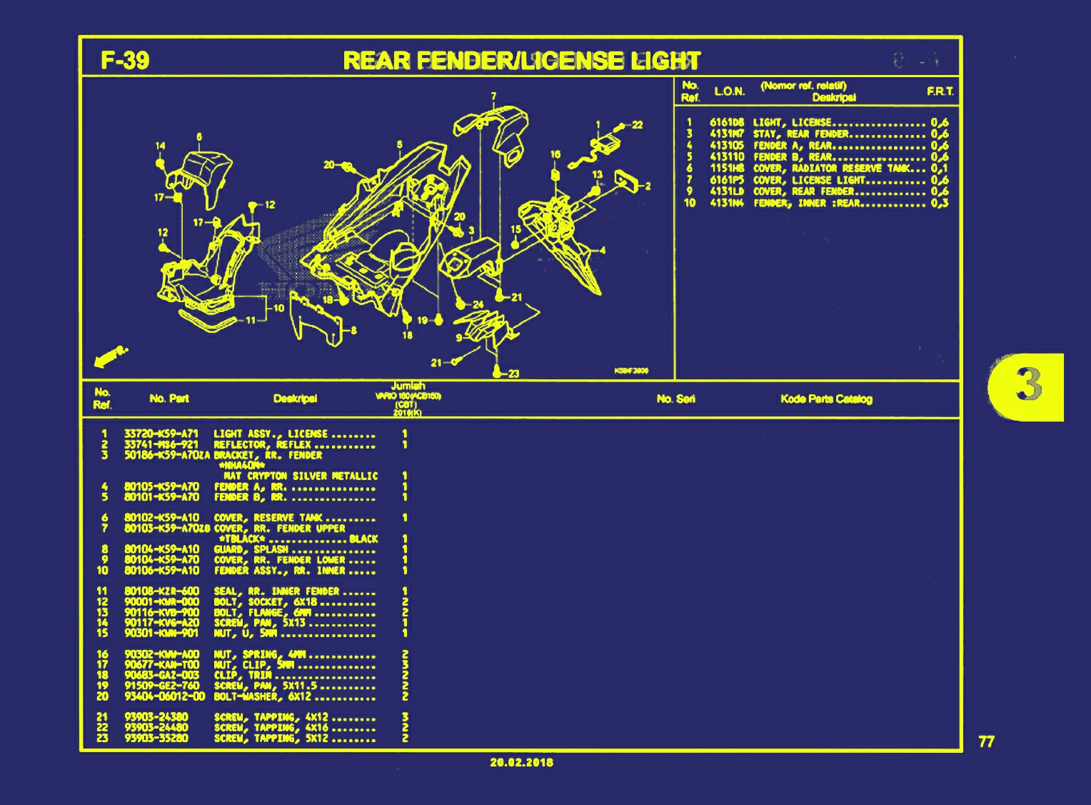rear fender atau license light 1