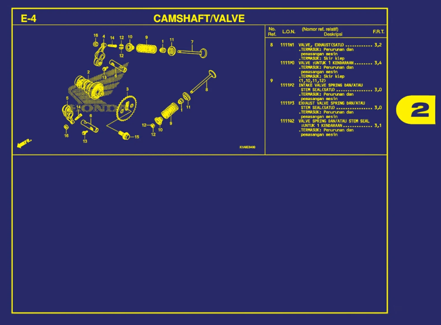 camshaft atau valve 2